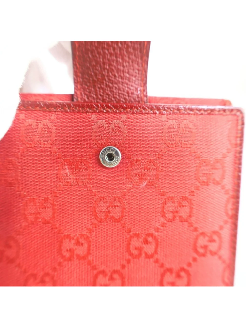 Gucci GG mono Flap Canvas/Leather Red Women Wallet Vintage - Picture 12 of 16